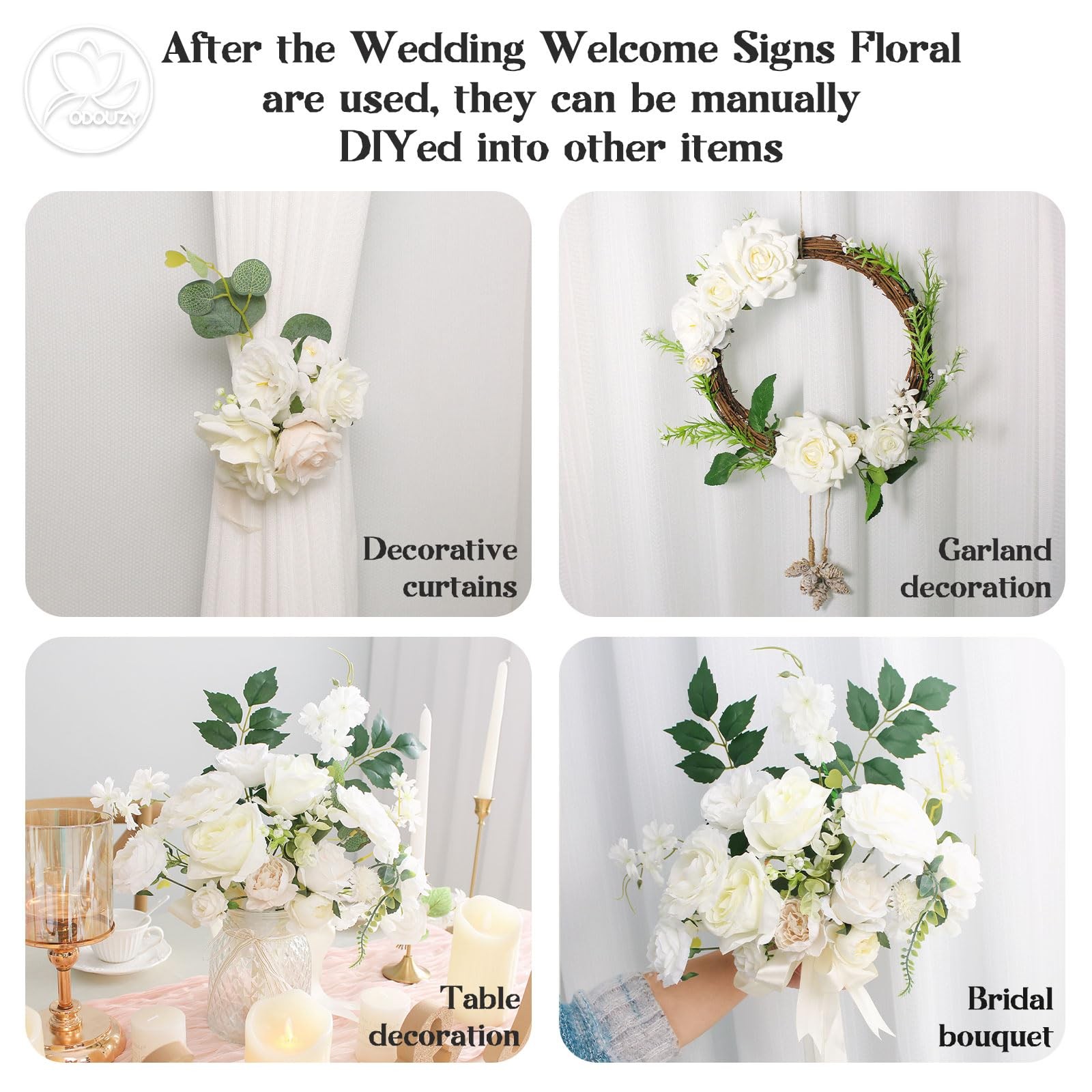 Wedding Arch Flowers Kit,Artificial Flower Arch Decor (Set of 3),2pcs Artific…