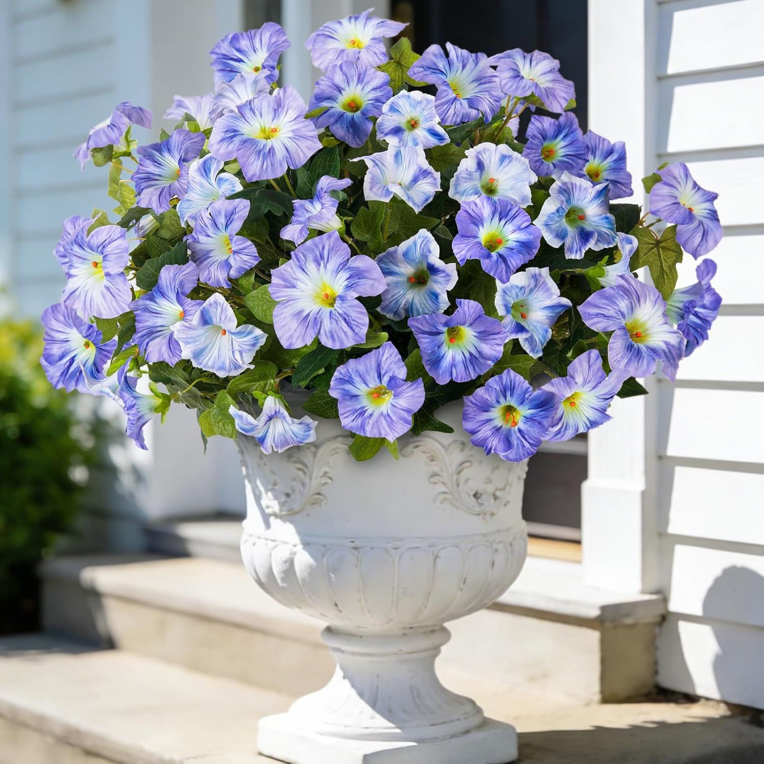 6 Pcs Artificial Petunia Flowers for Outdoor, Fake Spring Petunias Faux Silk Flo