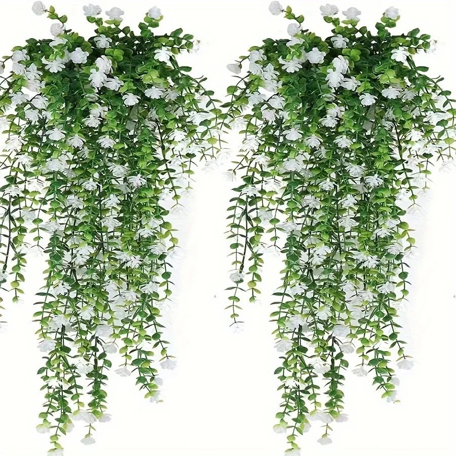 3Pcs Artificial Hanging Eucalyptus Vine UV Resistant Faux Greenery Plant Decor