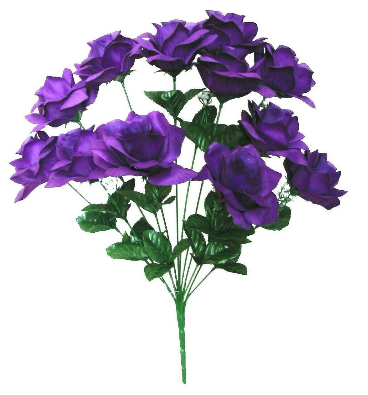 Purple 12-Rose 20″ Bush Microfiber Silk Flower Home Wedding General Decors Arts