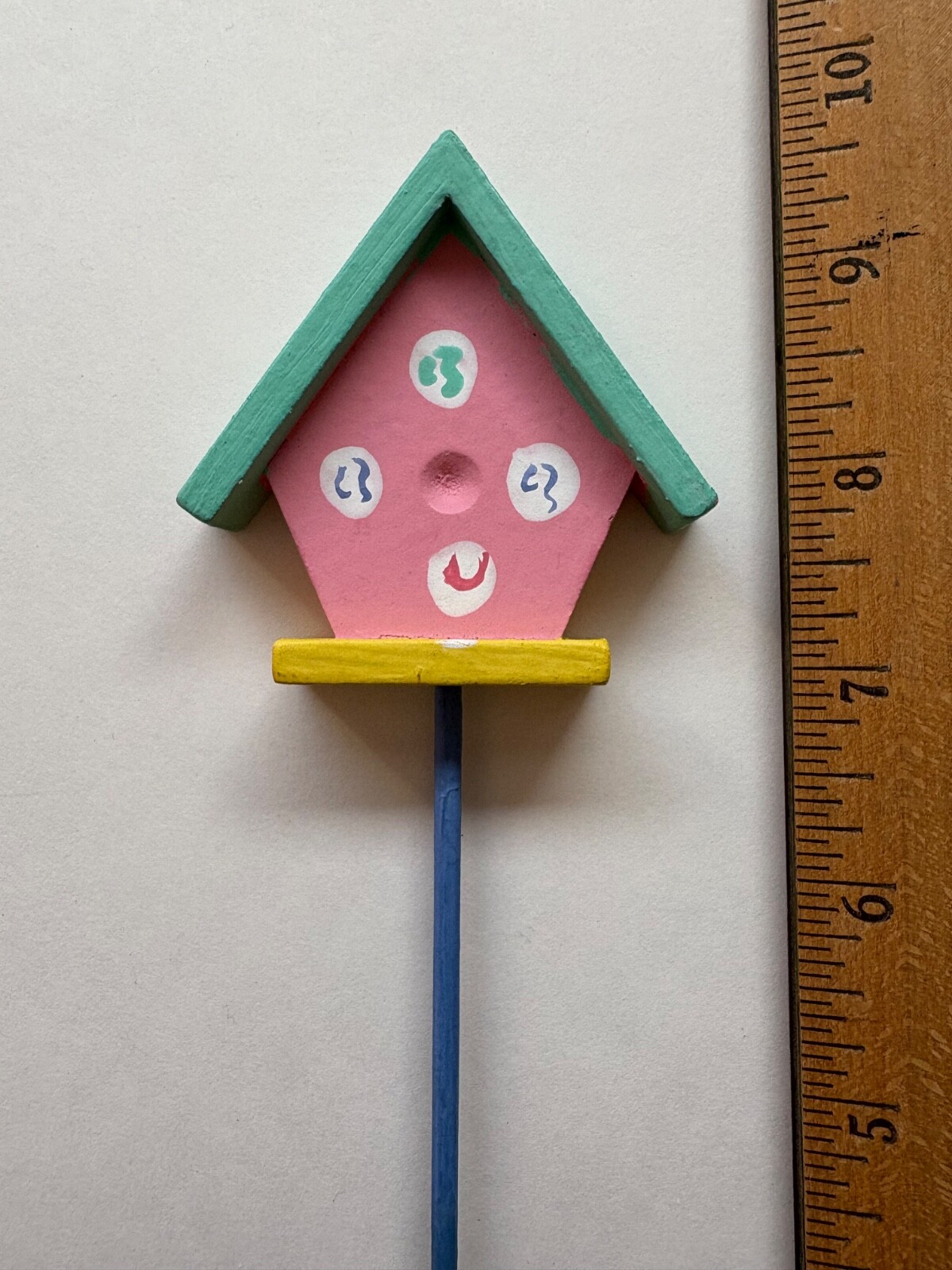 Vintage Wooden Birdhouse Flower Arrangement Pick 9 3/4″ Decor Craft Potted Plant