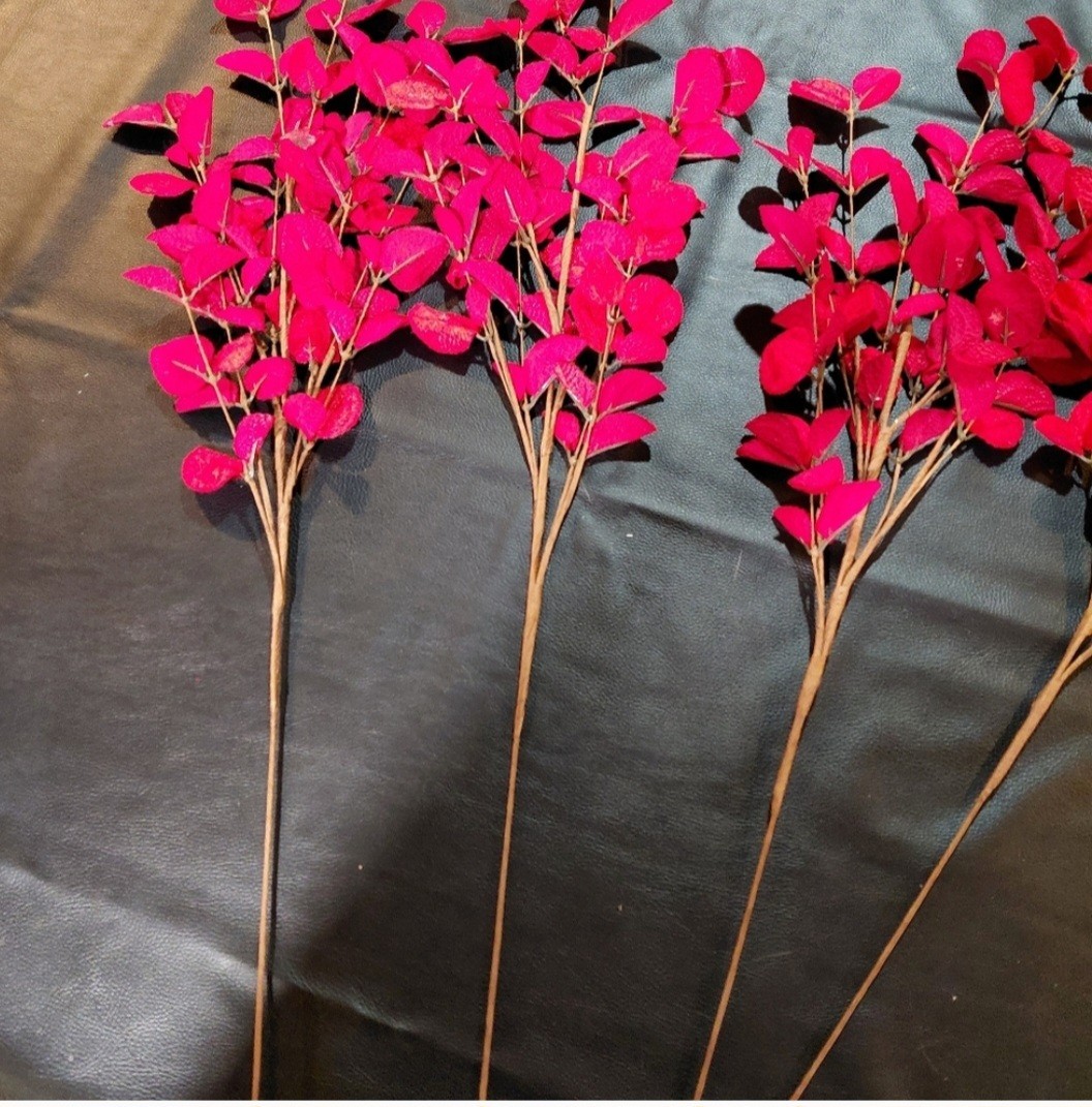 Set of 5 Primrue 26″ Red Faux Eucalyptus Stems – Moody Boho Decor