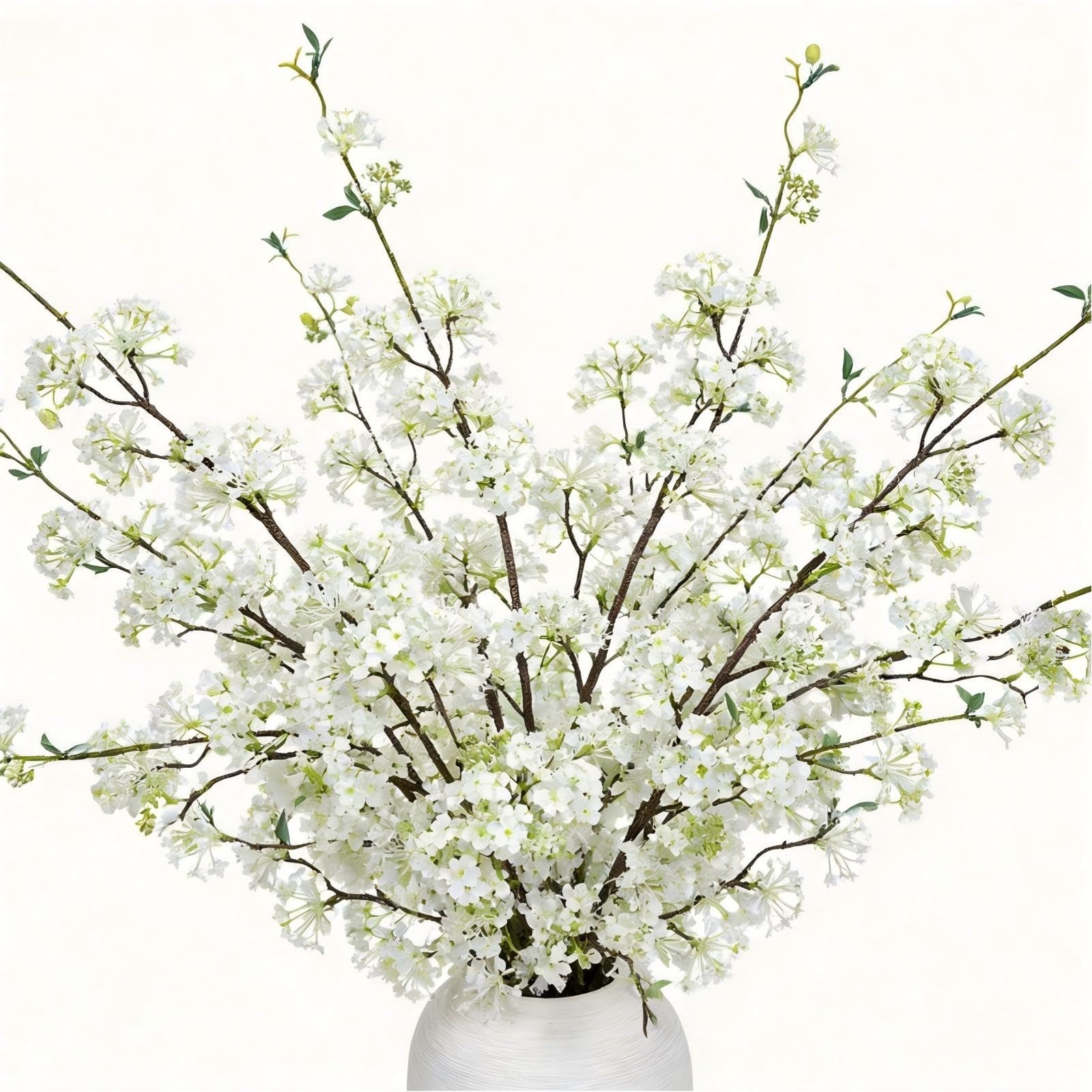 5 PCS Artificial Flowers Branches – 41 Inches Faux Snow Willow with Long Stem…