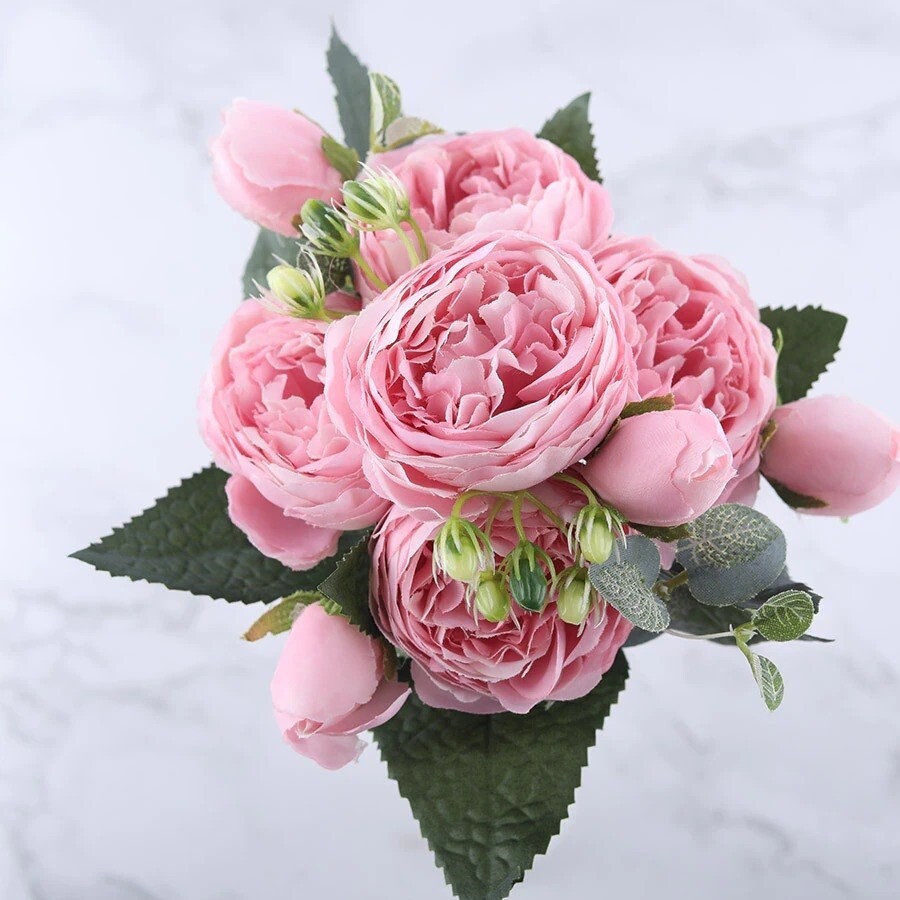 Rose Flowers Bouquet Peony Artificial for Home, Wedding Indoor Decoration
