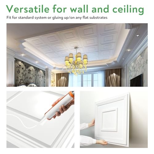 PVC Ceiling Tiles, 2’x2′ Glue Up Ceiling Panel to Prevent 24″x24″ White