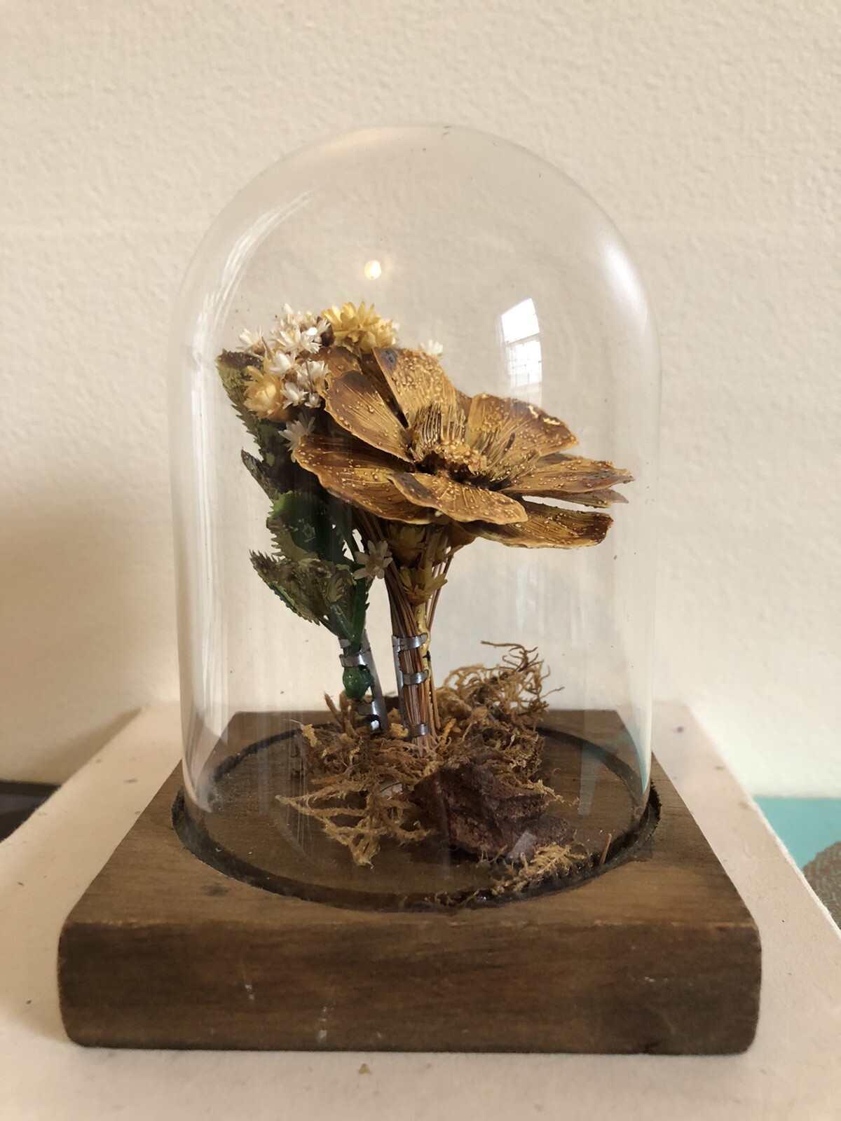 Vintage Glass Incased Flower Arrangement by Leonard Creations