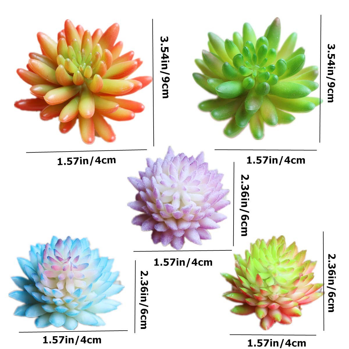 11PCS Assorted Multicolor Artificial Succulent Plants Textured Cactus Aloe Su…