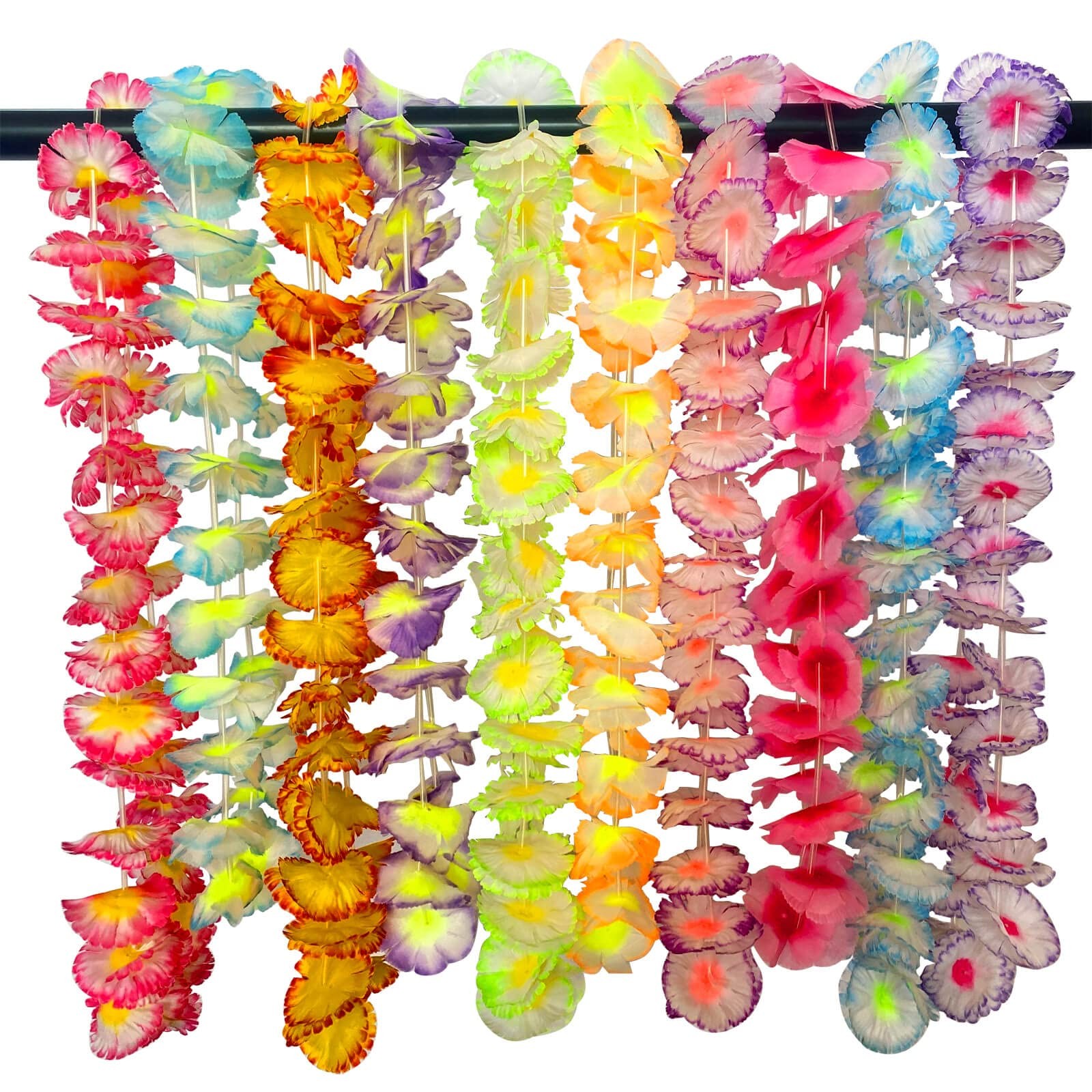 100 Pcs Hawaiian Leis Colorful Flower Necklace for Luau Party Favors Beach