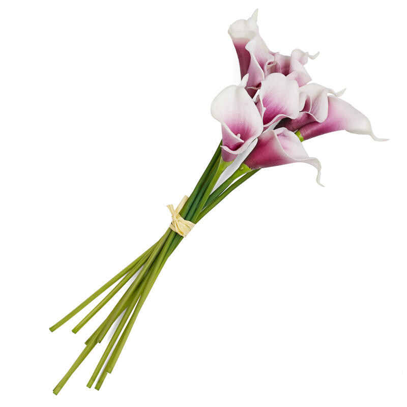 14″ Natural Touch Artificial Purple and White Calla Lily Bouquet
