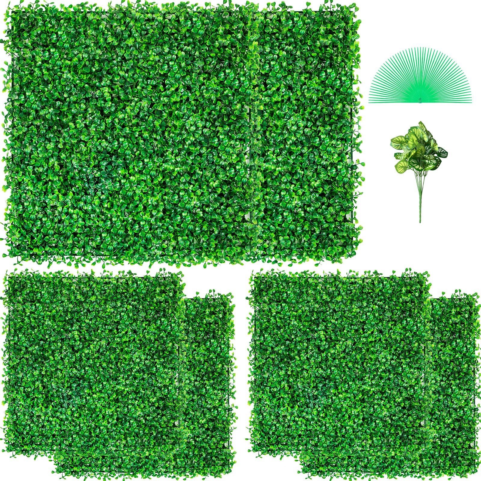 Fake Green Boxwood Panel 6 Pack 20x20in Thick PE Garden Privacy Wall