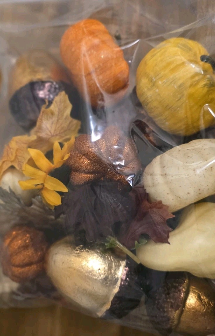 Great Lot of Decorative Fall Autumn Pumpkins Acorns Berries Bowl Vase Filler #1