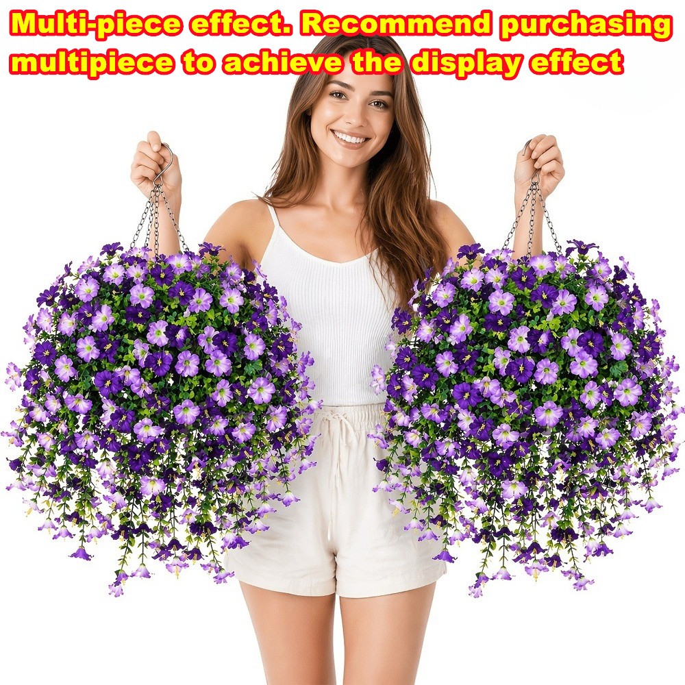 4PCS Artificial Morning Glory Vines UV Resistant Hanging Flowers Outdoor Decor