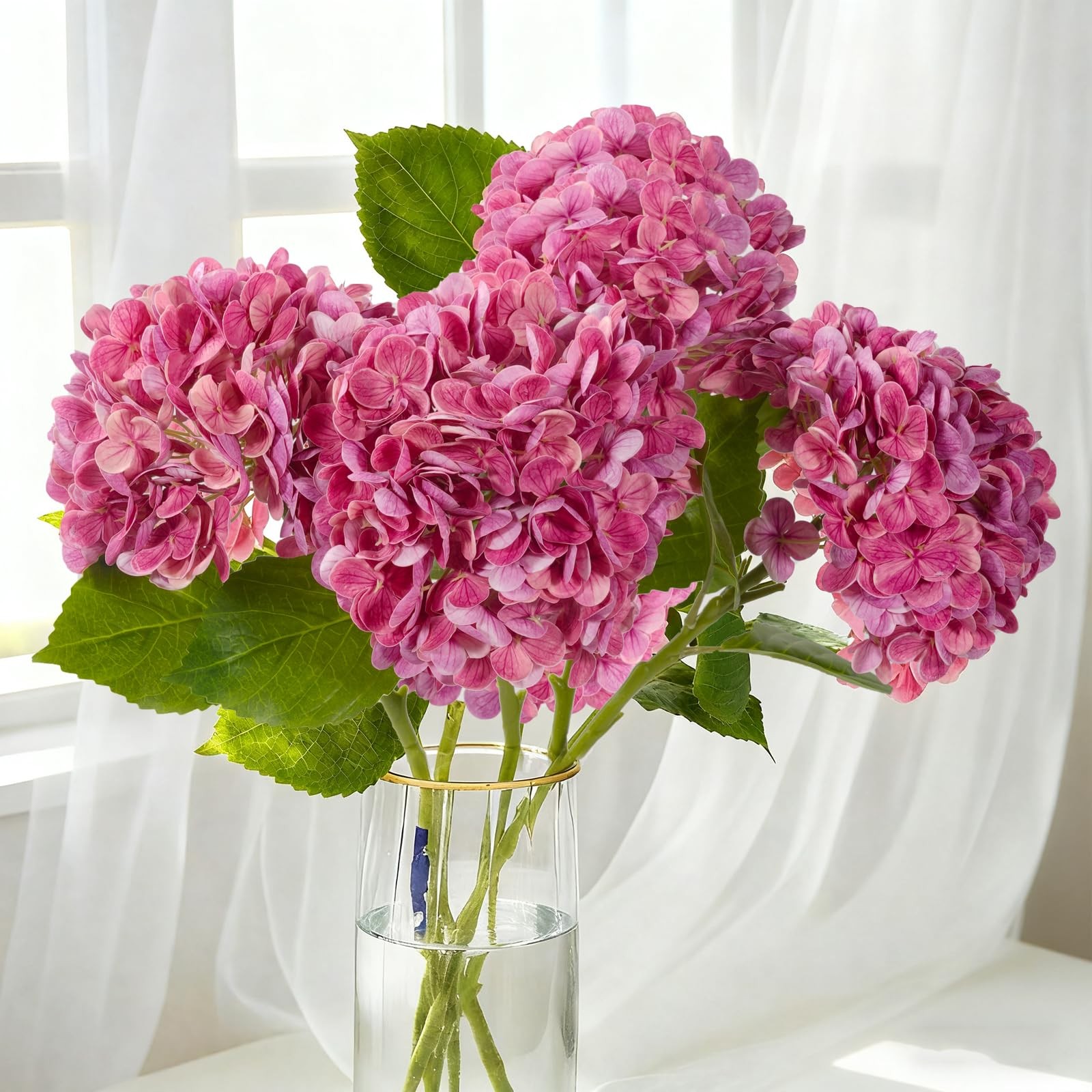 20″ 4Pcs Faux Hydrangea Flowers Real Touch Fake Hydrangeas Bouquet Hydrangea …