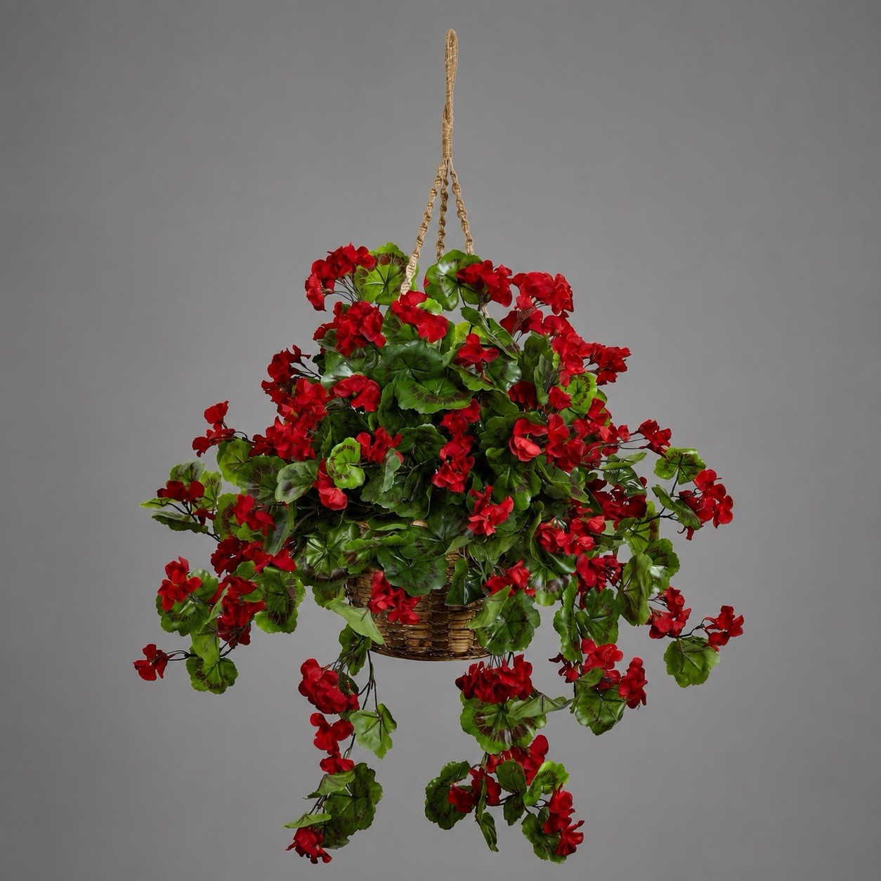 28” UV Geranium Artificial Flowering Plant in Hanging Basket Indoor & Outdoor