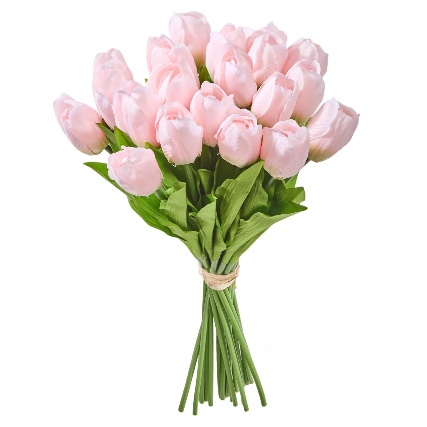 Light Pink Artificial Tulips 20 PCS Silk Flowers Spring Wedding Bouquet Decor