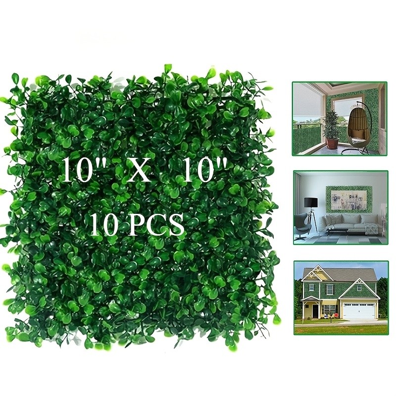[Indoor Outdoor Decor] 10pcs Artificial Boxwood Hedge Wall Panels: 10 X 10In