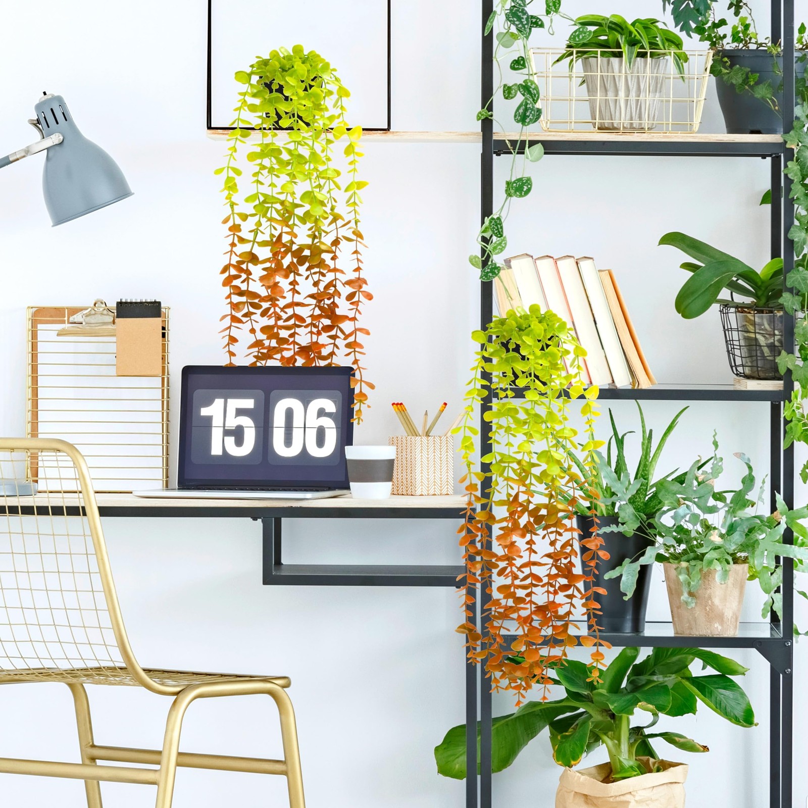 Artificial Hanging Plants for Shelf, 1 Pack Fake Potted Greenery Plant Faux R…