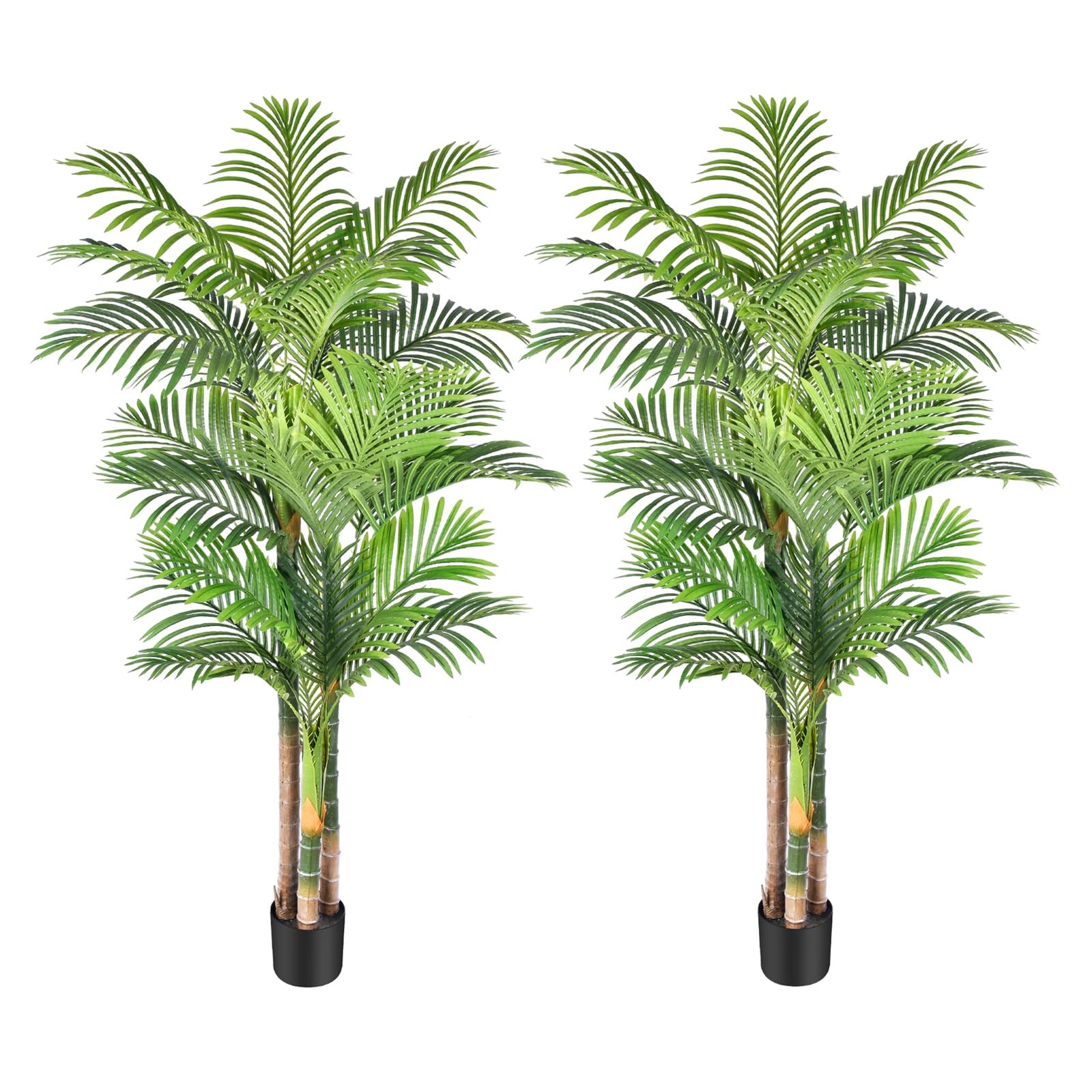 6ft Tall Triple Golden Cane Palm Artificial Tree Large Tropical Palm Tree UV …