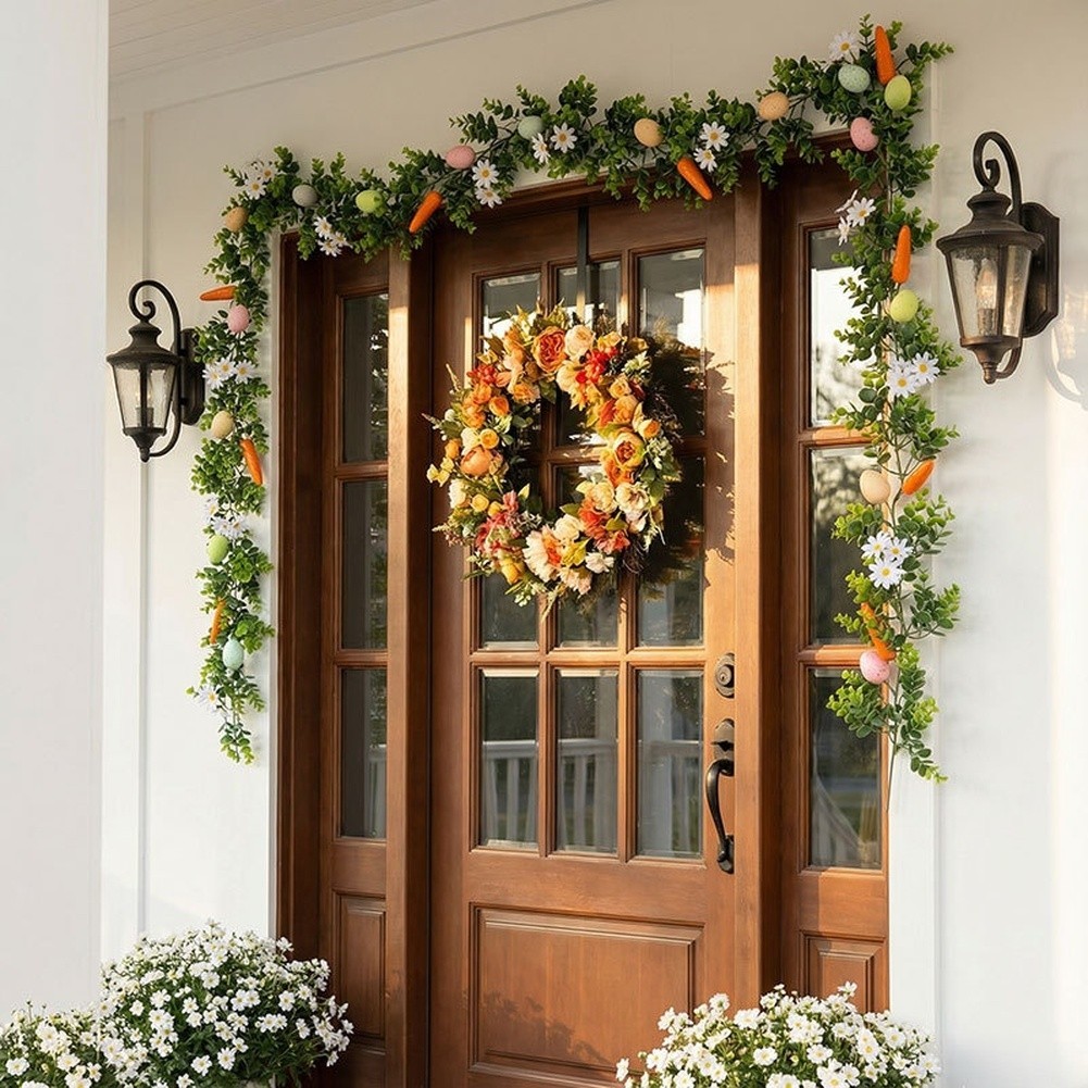 Artificial Hanging Vine with Carrot Eggs for Easter Wall and Party Decor