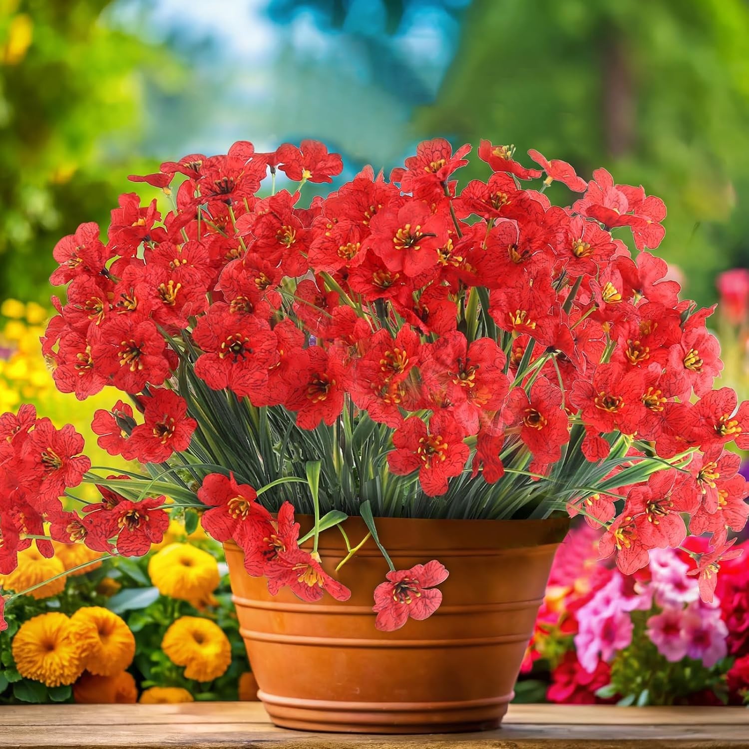 Elegant 24 Set Red Artificial Flower Bundles for Indoor/Outdoor Decorating Bliss