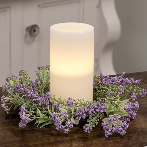 Delicate Lilac Astilbe & Lace Candle Ring 3.5″ Inner Diameter Floral Spring