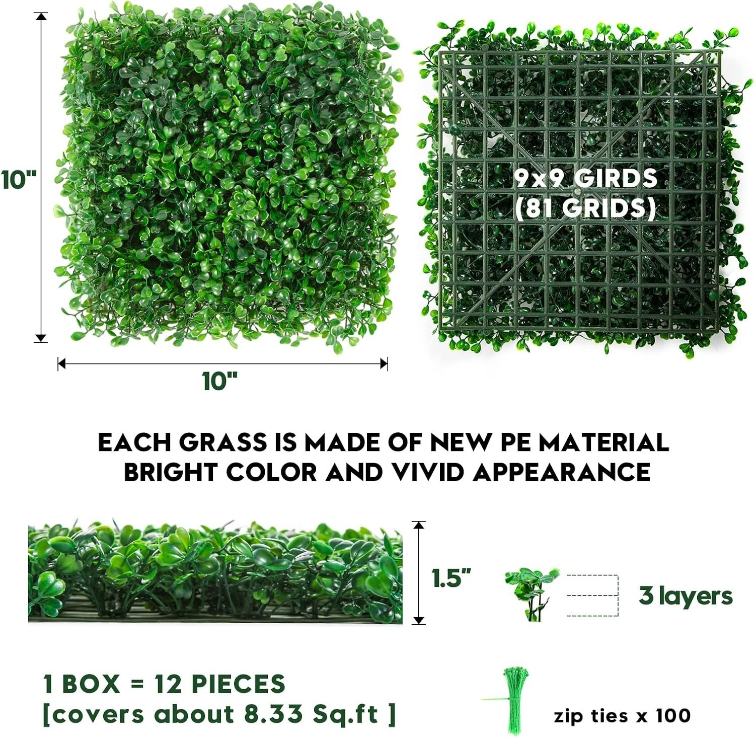 Versatile Artificial Boxwood Hedges – 12 Panels for Privacy & Aesthetic Appeal
