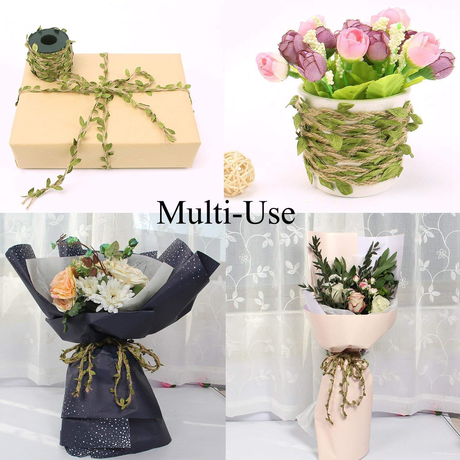 132 Ft Boho Eucalyptus Vines with Twine, Artificial Eucalyptus Leaf Spring Gr…