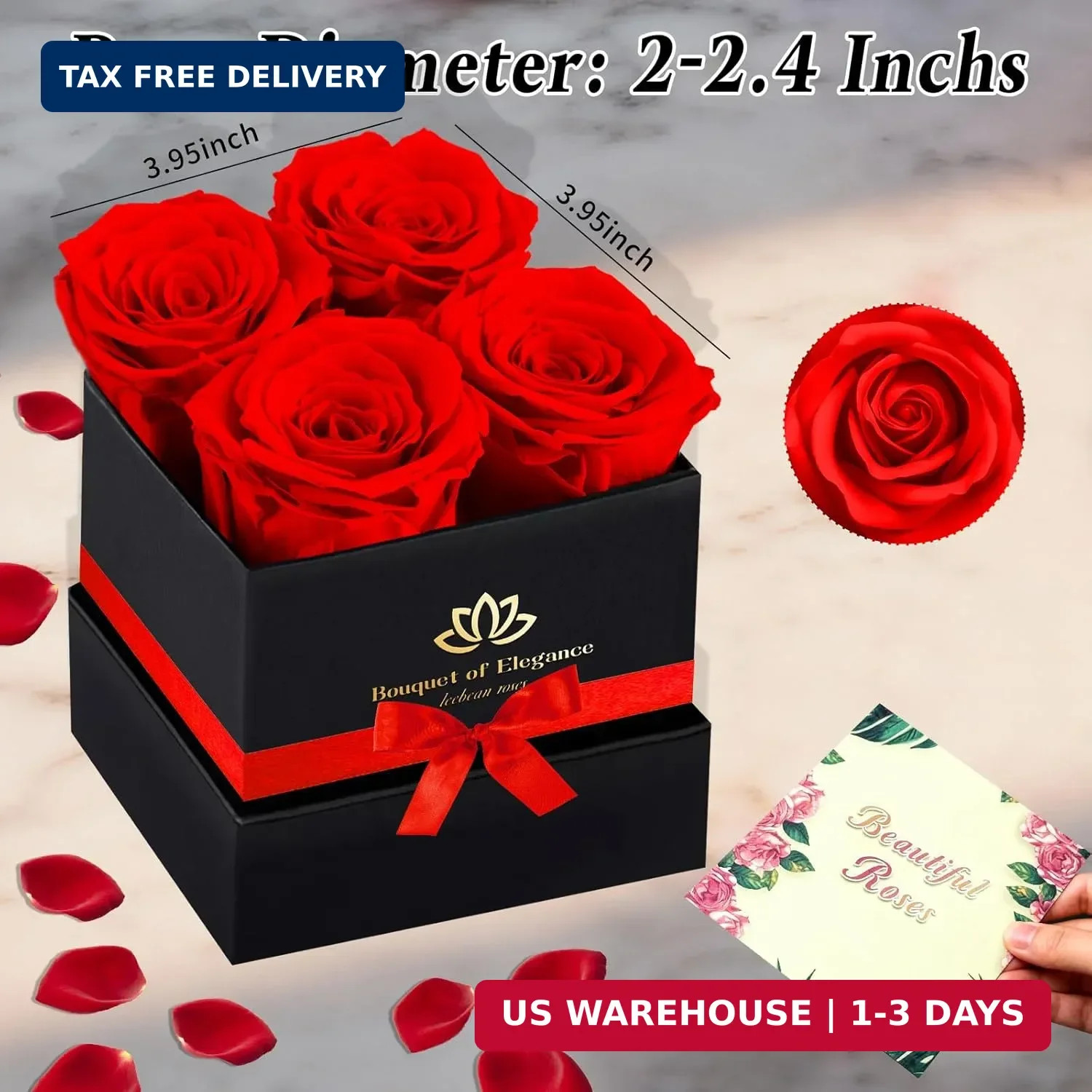Forever Flowers Roses in A Box,Real Preserved Flowers,Preserved Roses,Preserved