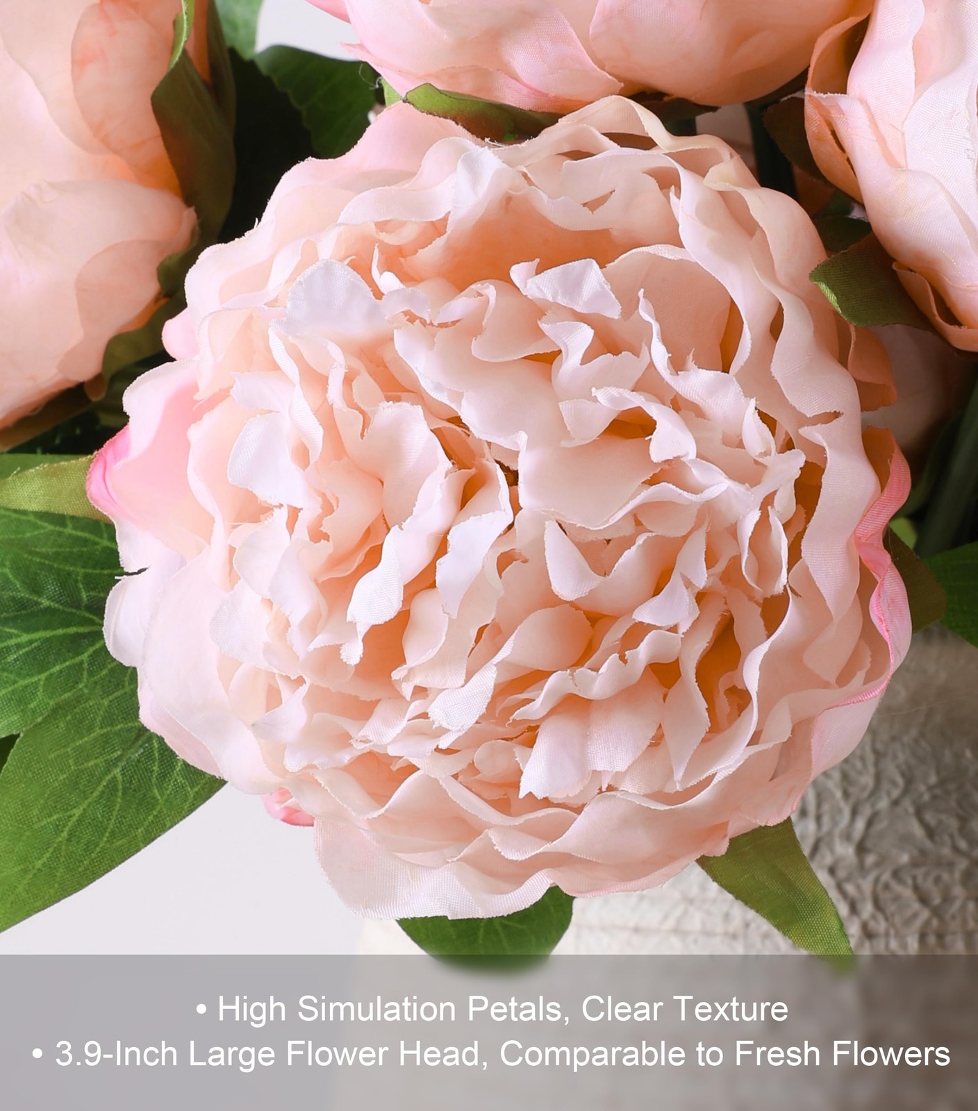 11 Branch Light Pink Peony Artificial Flowers Silk Faux Vase Arrangements