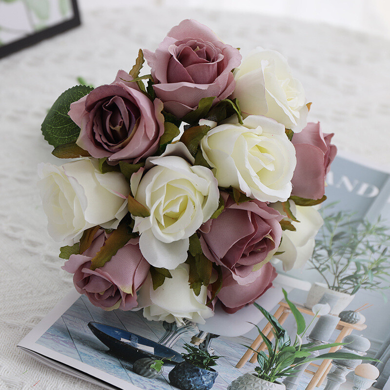 Silk Rose Floral Bridal Wedding Bouquet DIY Home Party Decor November Vibe Night