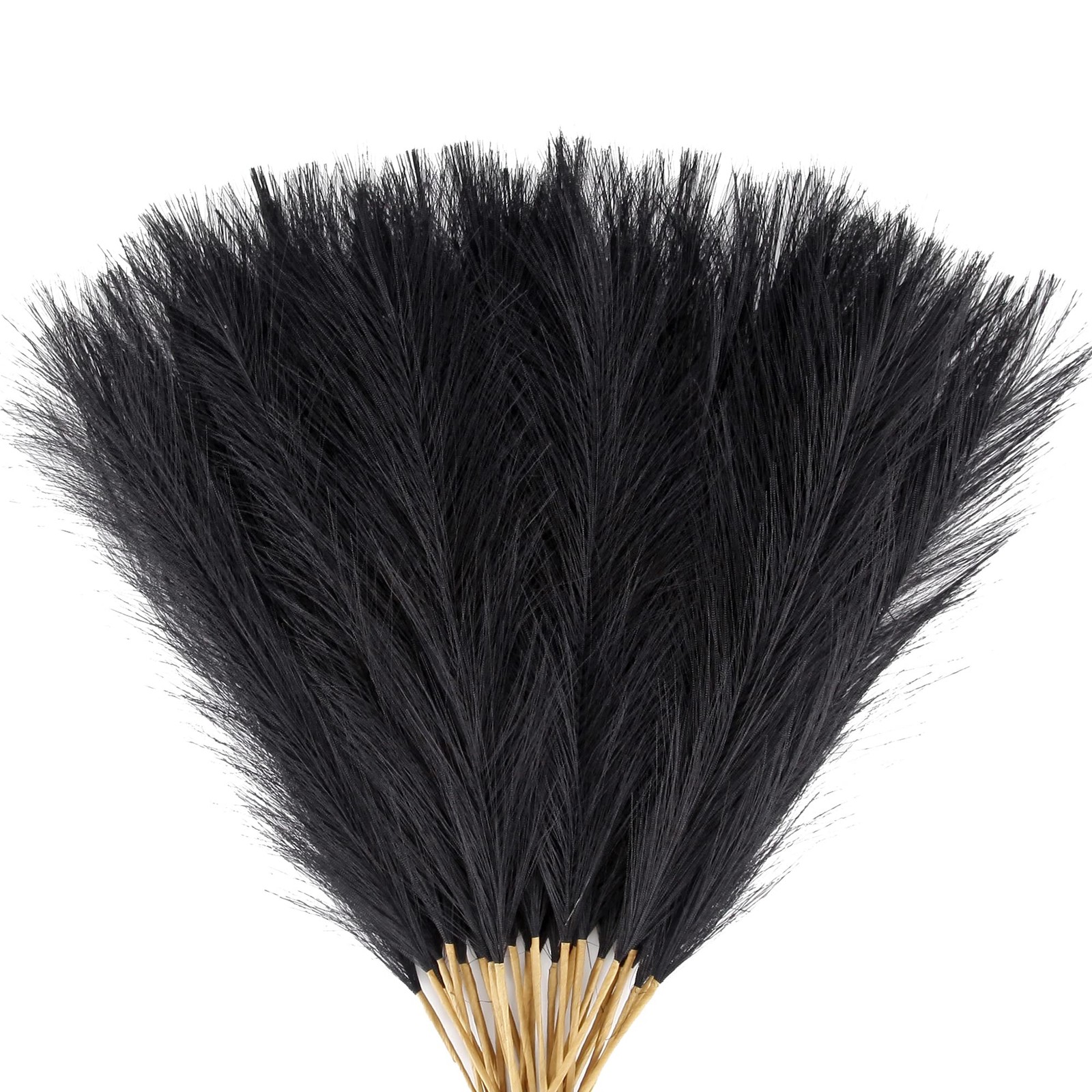 Black Pampas Grass Small, 30 Pcs 17″ Faux Pampas Grass Short Decor, Pompas Gr…