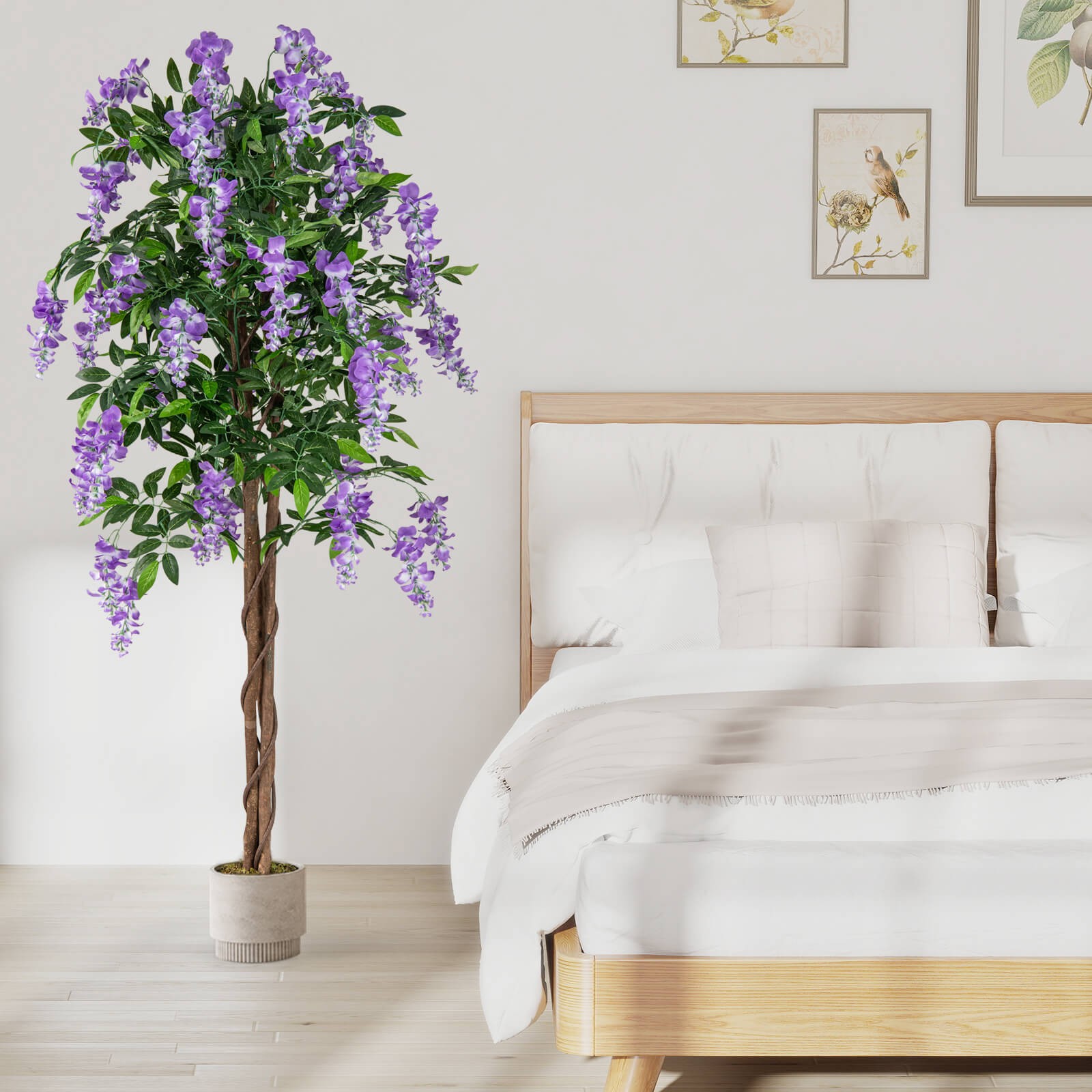 2 PCS 5.5 FT Tall Artificial Ficus Tree Faux Wisteria Plant in Nursery Pot