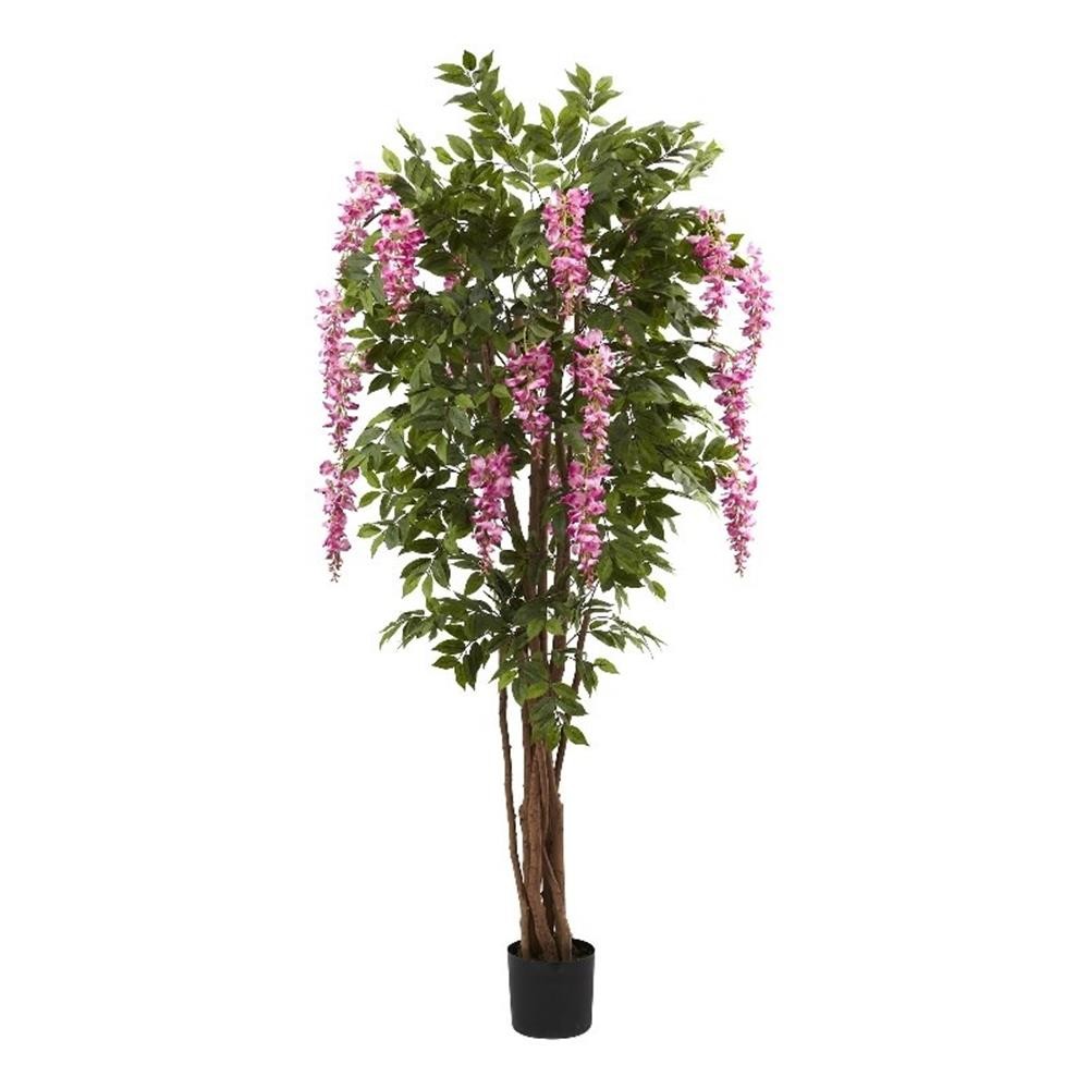 Nearly Natural 6.5ft Wisteria Silk Tree in Pink