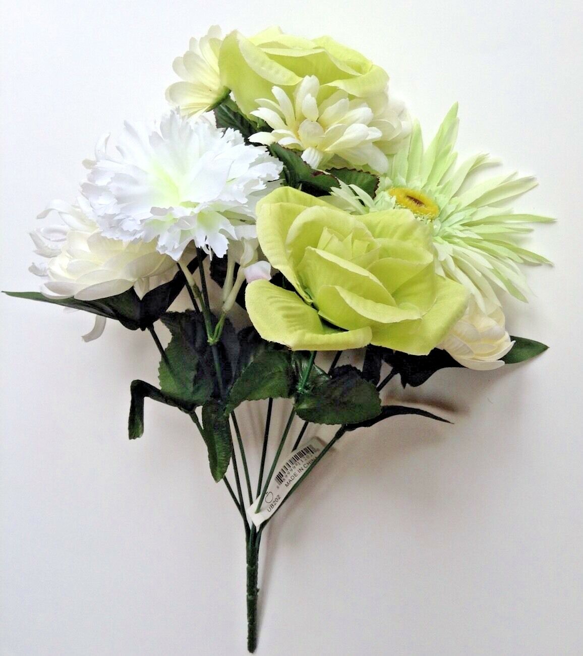 Cream Green Rose 15″ Mixed Bush Silk Flower Home Wedding Indoor Outdoor Decor US