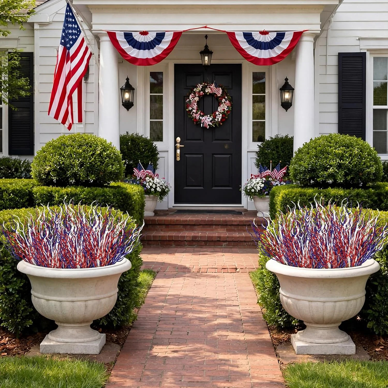 Giegxin 16 Pack Patriotic Picks 17 Inches Red White and Blue Artificial Flowers