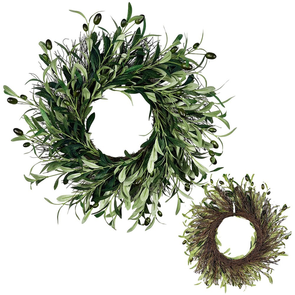 15.75” Olive Wreath: Elegant All-Season Decor for Home & Weddings