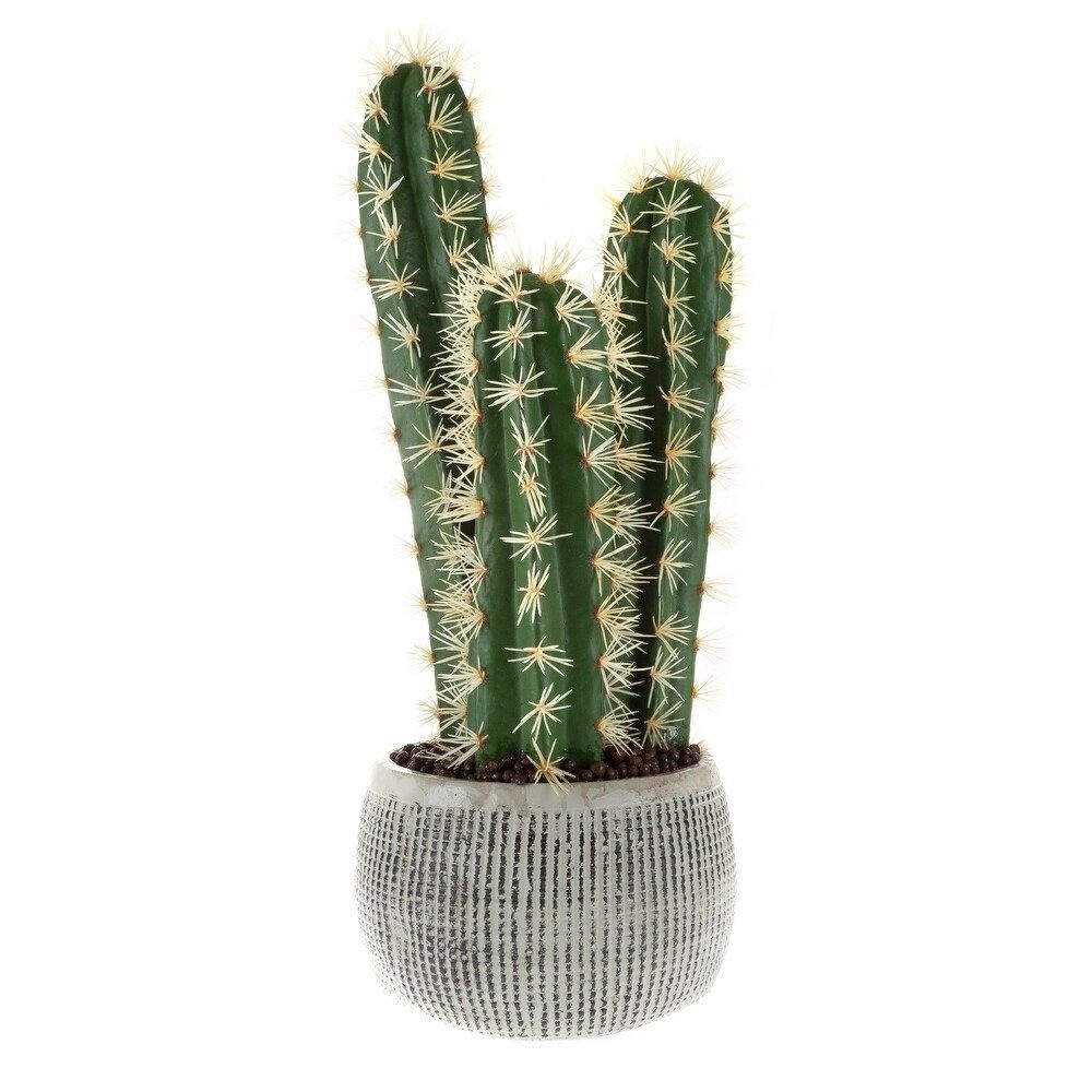 Pure Garden 22in Artificial Potted Cactus Faux Succulent Gray Clay Pot 50-LG1238