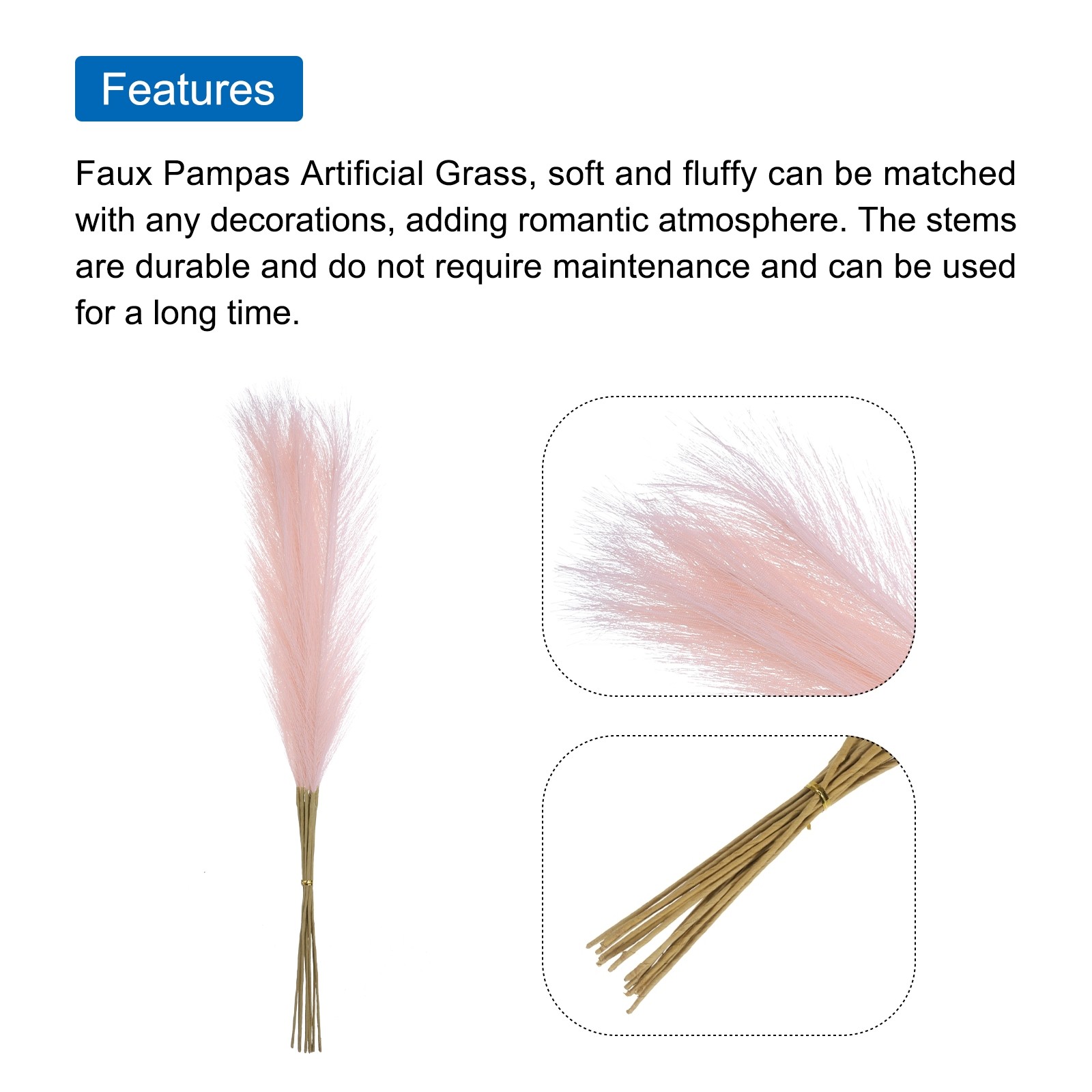 12 Pcs Pink Faux Pampas Grass 21″ Fake Pampas Artificial Pampas Grass