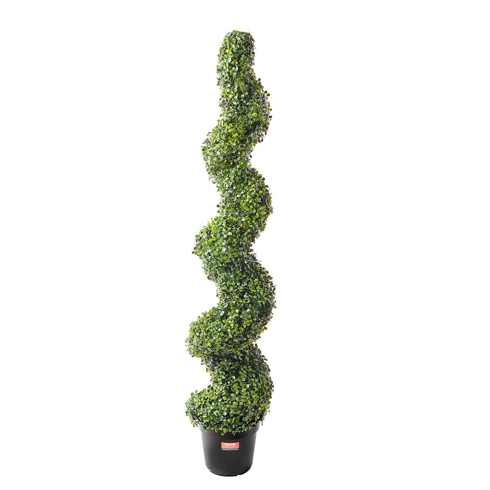 2Pack 5ft Synthetic Boxwood Spiral Topiary Fade Resistant Decoration