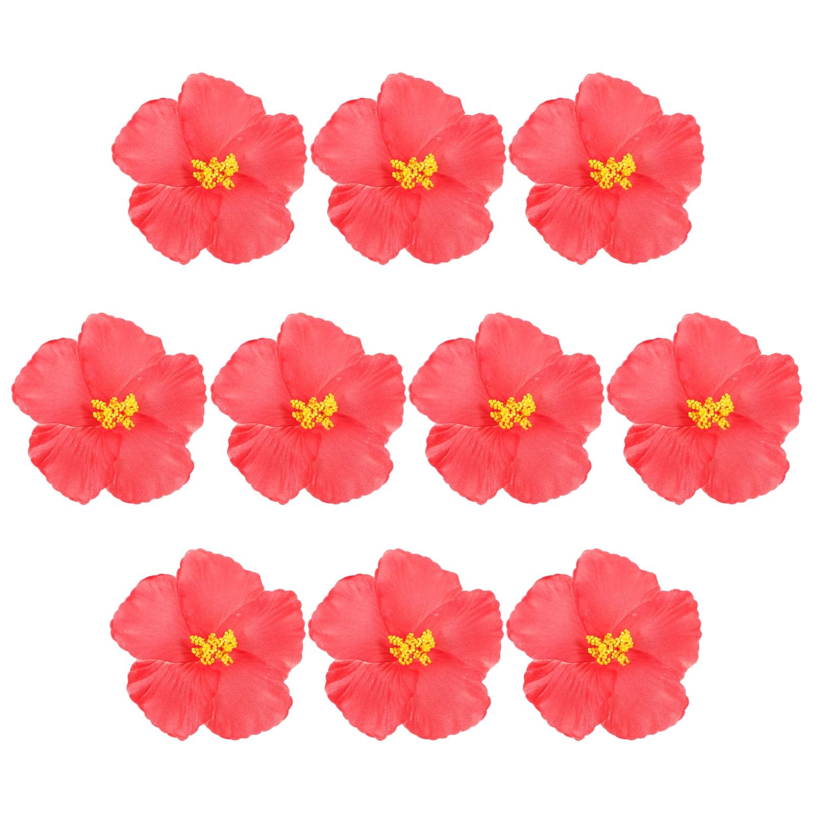 10 PCS Red Artificial Hibiscus Faux Floral Heads Luau Party Wedding Photography