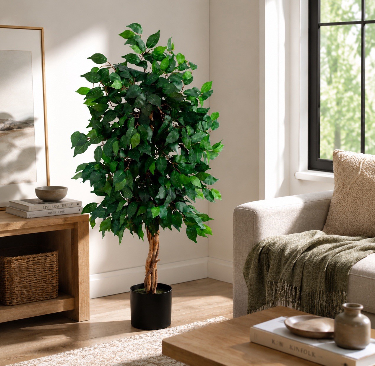 4′ Artificial Ficus Auriculata Tree with natural Trunk.
