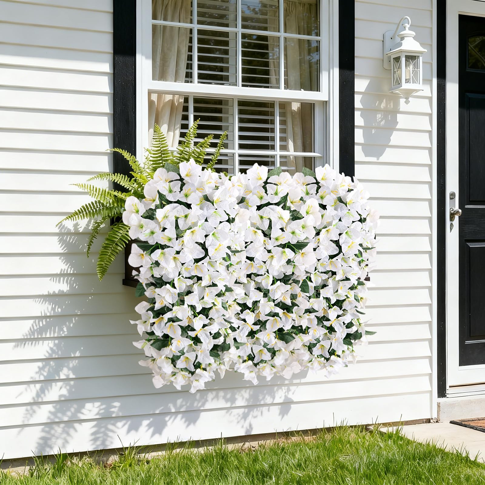 2 pcs Artificial Faux Bougainvillea Flowers Plants for Outdoor Outside Summer…