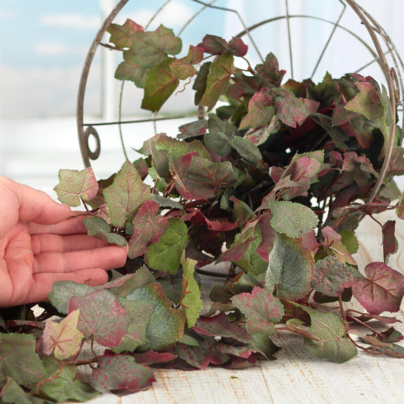 Set of 2 Green and Red Mixed Artificial Grape Leaf 32″ Floral Bushes