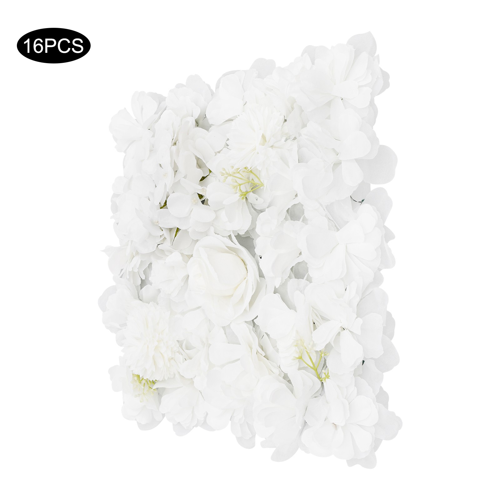 16 Pack Artificial Flower Wall Panels, Silk Cloth Plastic, 13.8×13.8 Inch Each