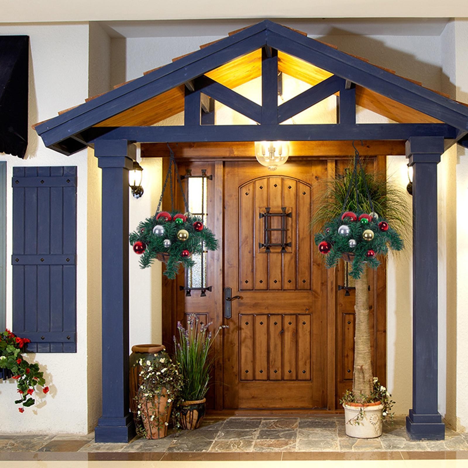 Christmas Hanging Basket Wreath Xmas Decoration Front Door Wreath