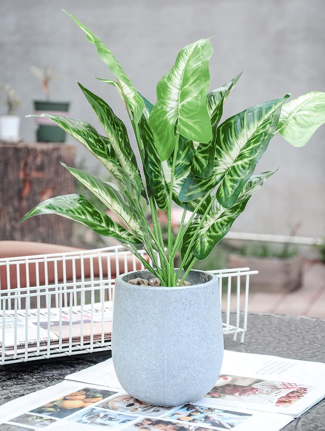 Eco-Friendly 16” Artificial Potted Taro Leaves – Perfect for Any Indoor Space