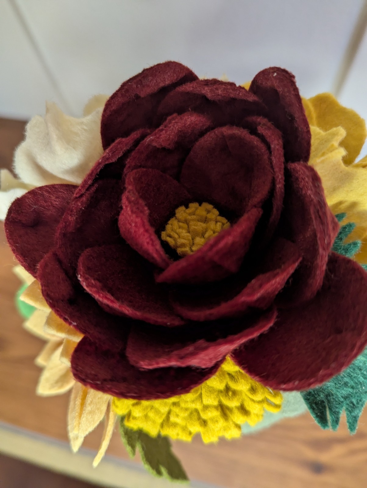 Beautiful Hand Cut Wool Blend Felt Flower Bouquet Gift Wrapped/Great Gift Idea!