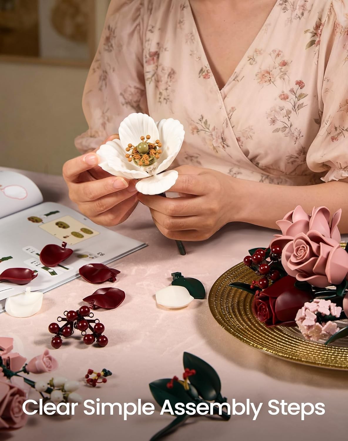 Timeless Pink Roses Artificial Flower Set – Ideal for Home and Office Decor