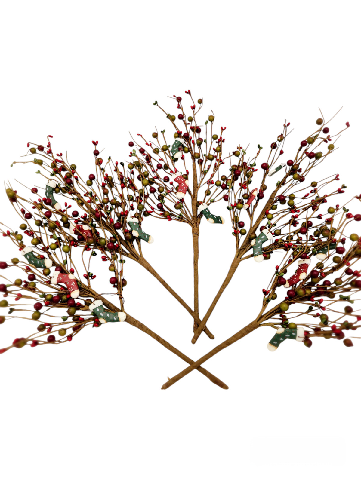 Red Green Color Artificial Berry Picks Christmas Stocking Spray Home Decor N622