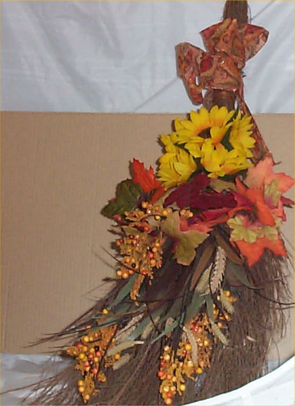Fall Floral Harvest Broom Sunflower Halloween Pumpkin Arrangement Thanksgiving